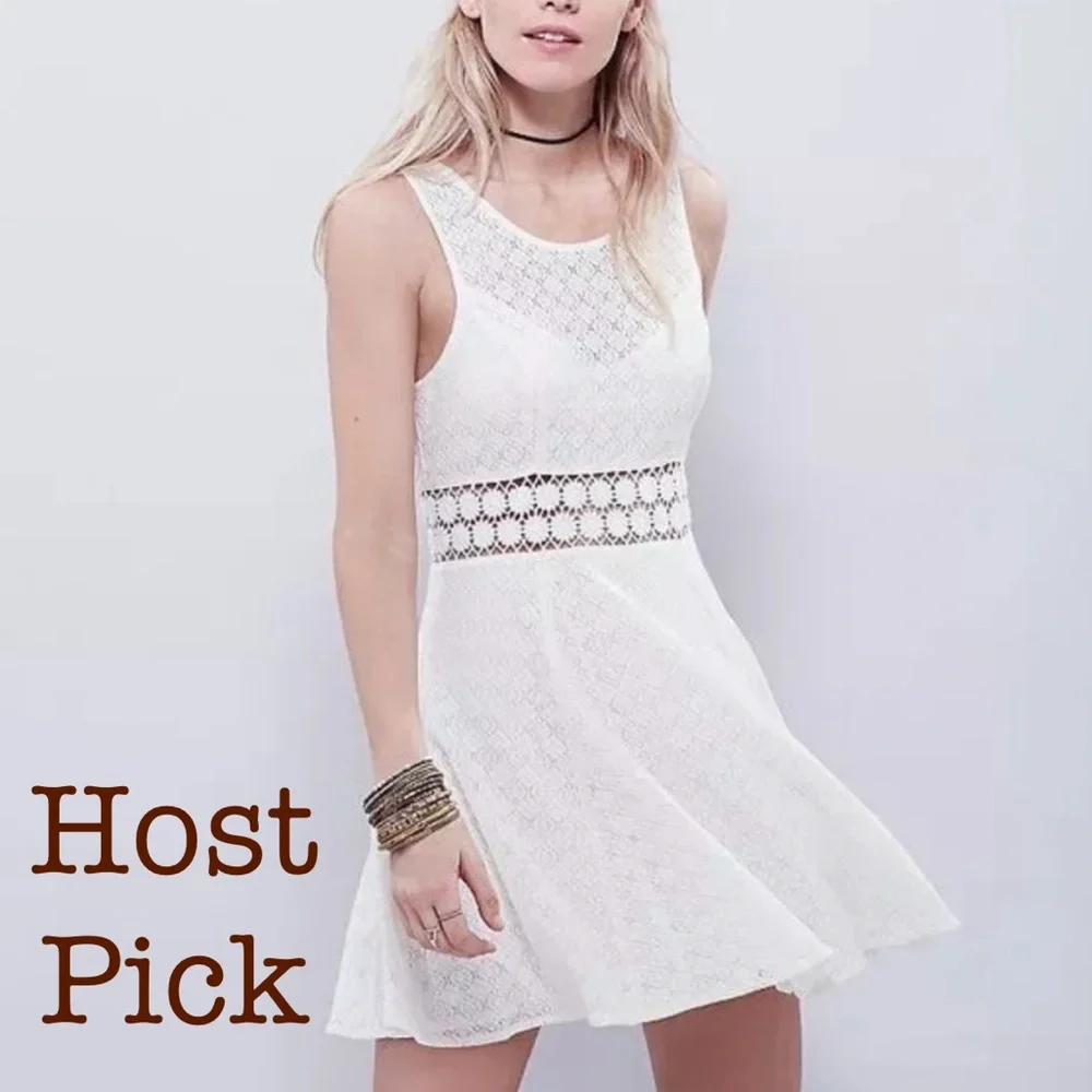 Free People Ivory Floral Daisies Dress Size 12 L Mini Cutout Taylor Swift Cute - Picture 1 of 9